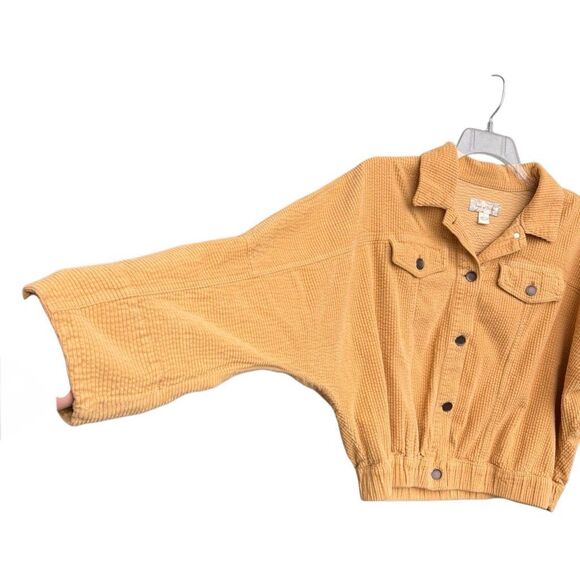 Brand of the Free Baggy Corduroy Sand Yellow Jacket Women Sz Small Chunk Dolman - Picture 3 of 9